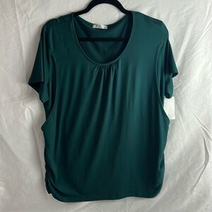 Elegant Rich Green Short Sleeve Maternity/Nursing Top